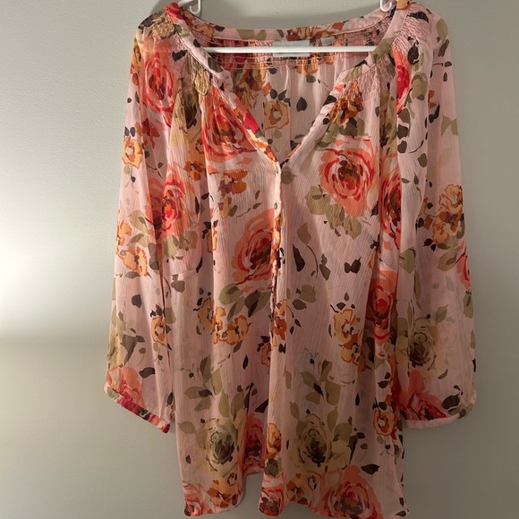 Avenue White Long Sleeve Tie Front Blouse - Picture 1 of 4